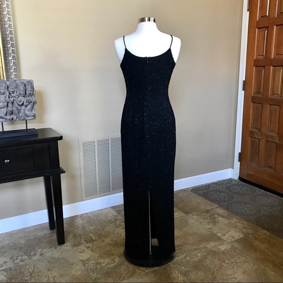 Black Sequence Spag Strap Evening Gown by Jump - Picture 5 of 8